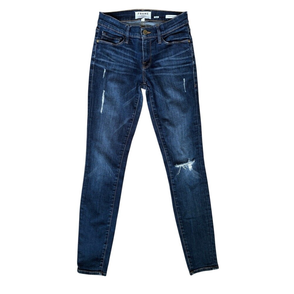 Frame Denim Le Skinny De Jeanne Distressed Jeans Los Feliz Women's Size 25 Dark